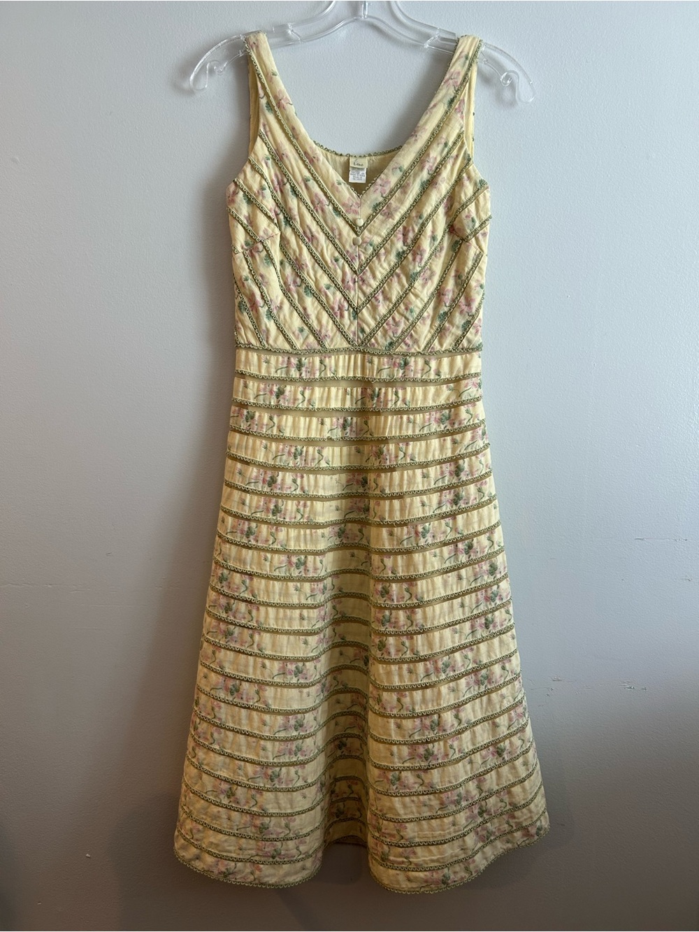Anthropologie Lithe Vintage Inspired Cottage core tea party yellow floral dress